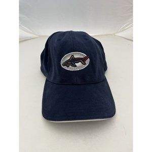 Vintage Greg Norman Shark Embroidered Blue Baseball Hat Elastic Back 23” Cir